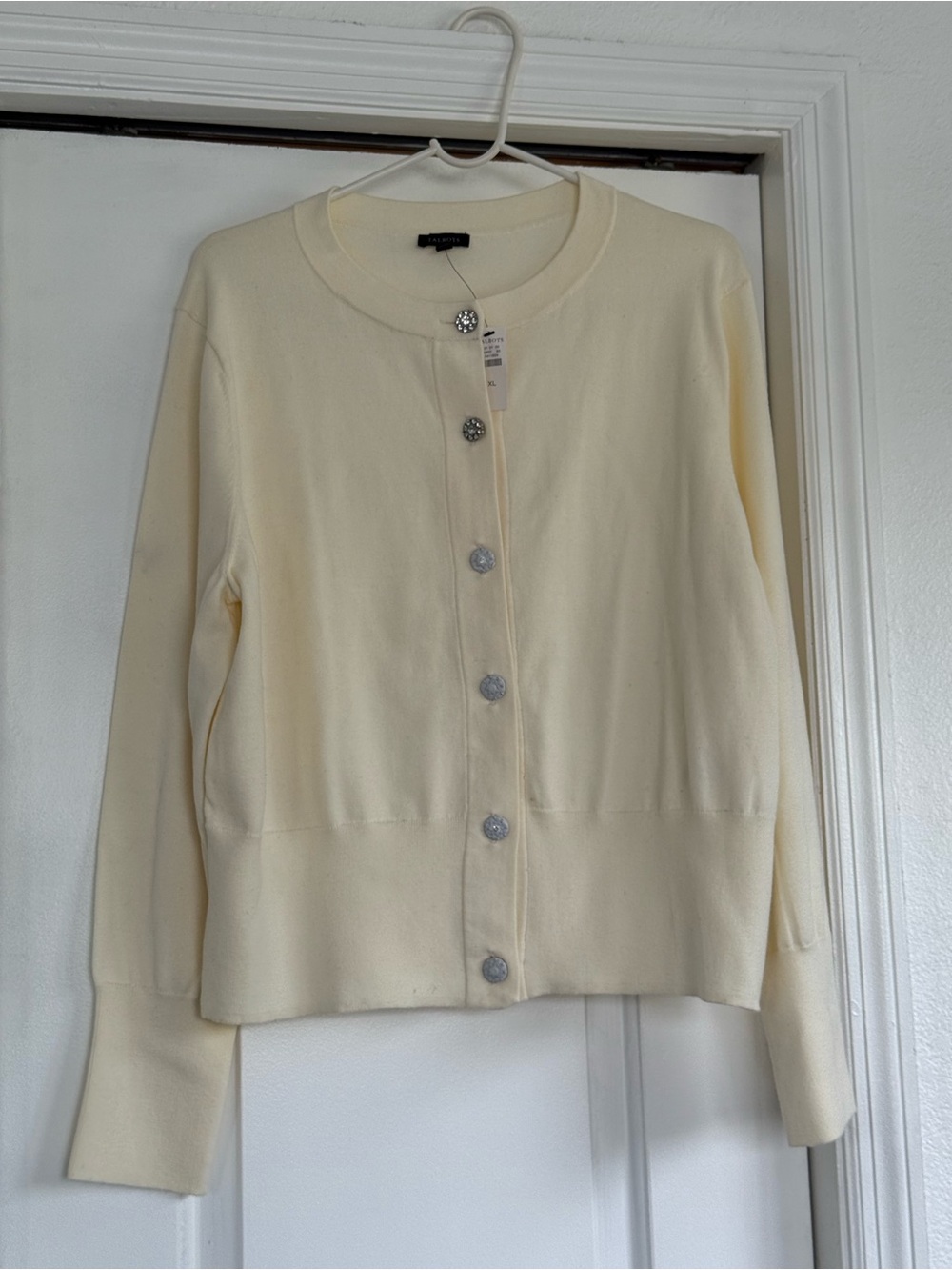 Talbots Cream Button-Front Knit Cardigan